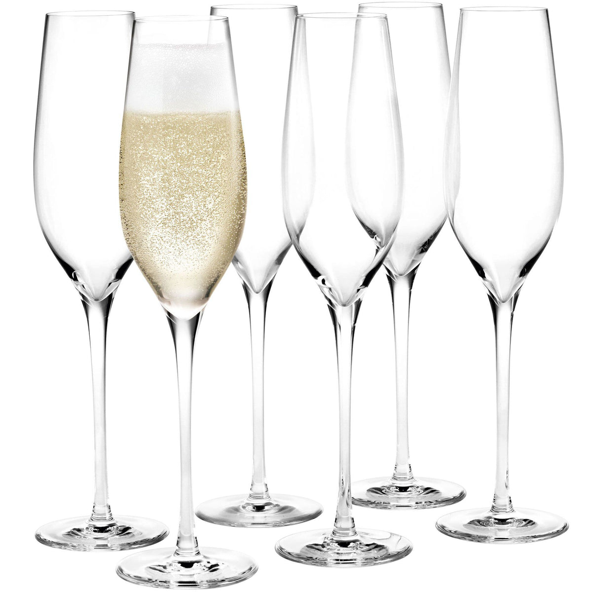 Holmegaard Cabernet champagneglas i klart glas, sæt med seks stk.