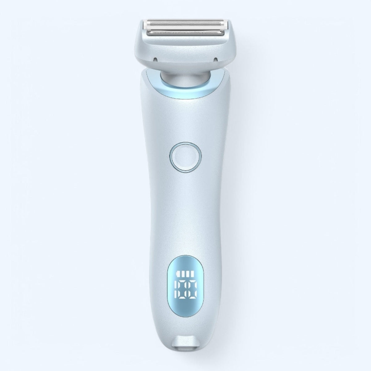 Blå SkySkin ladyshaver med batteridisplay til fjernelse af uønsket hårvækst