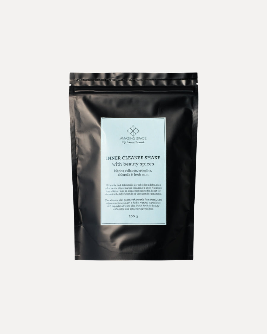 Dåse Amazing Space Inner Cleanse Shake med marine collagen, spirulina og chlorella, 200 g