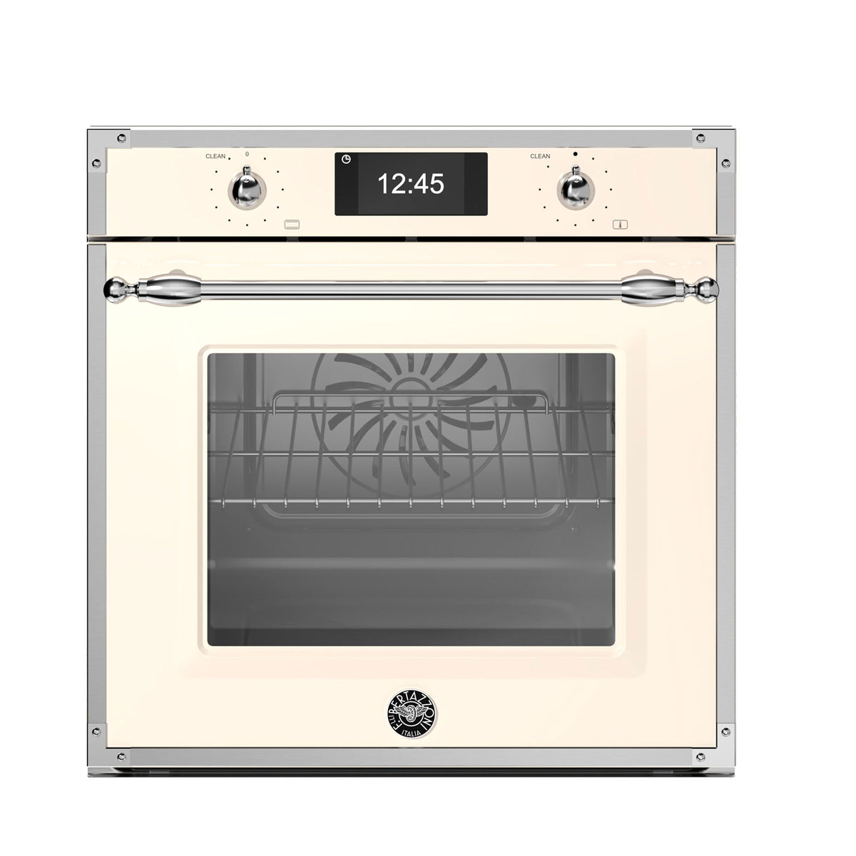 Bertazzoni Heritage dampovn med pyrolyse på 80 liter i elfenbenshvid og krom
