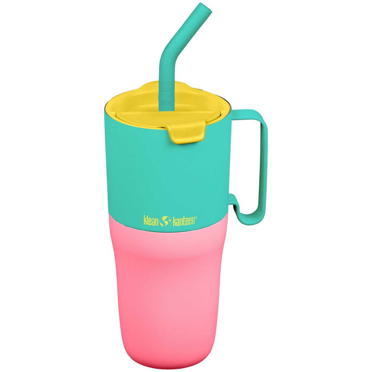 Klean Kanteen Rise Tumbler 770 ml i Turquoise Kaleidoscope med flip-låg og sugerør