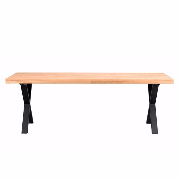 Rowico Home Brooklyn spisebord med lakeret egeplade og sorte X-ben