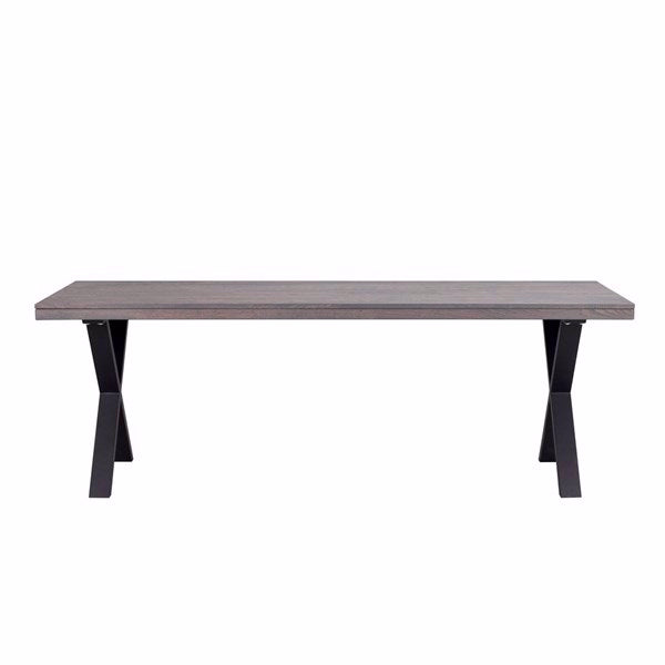 Rowico Home Brooklyn spisebord med brunbejdset egeplade og sorte X-ben