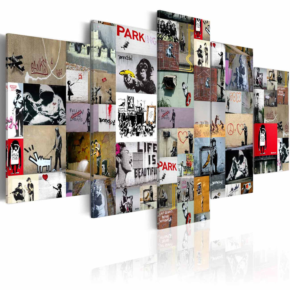 Se ARTGEIST Art of Collage Banksy IV billede - multifarvet print, 2 størrelser 100x50 ❤ Kæmpe udvalg i Artgeist - Køb online på udsalg og tilbud lige nu ❤ Hurtig levering til lave fragtpriser - Varenummer: Boboonline-30382-4818 og barcode / Ean: 5903301951376 på lager - Udsalg på Interiør,Billeder og andet til væggen,Billeder,Billeder - Street art Store besparelser – op til 67% - Et af Danmarks største udvalg – 2.739+ brands