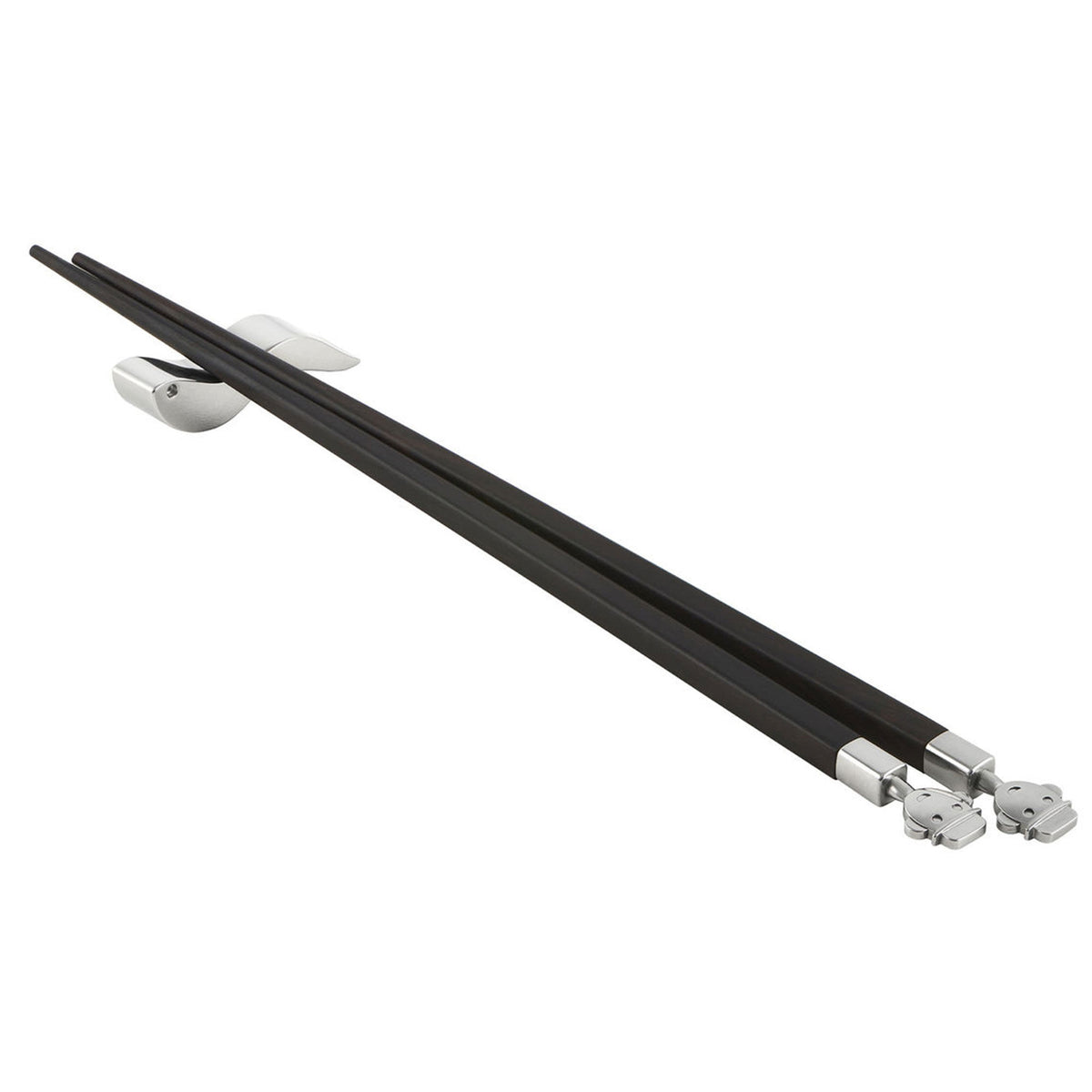Alessi Alessandro Stick spisepinde i sort ibenholt og rustfrit stål med bordstativ