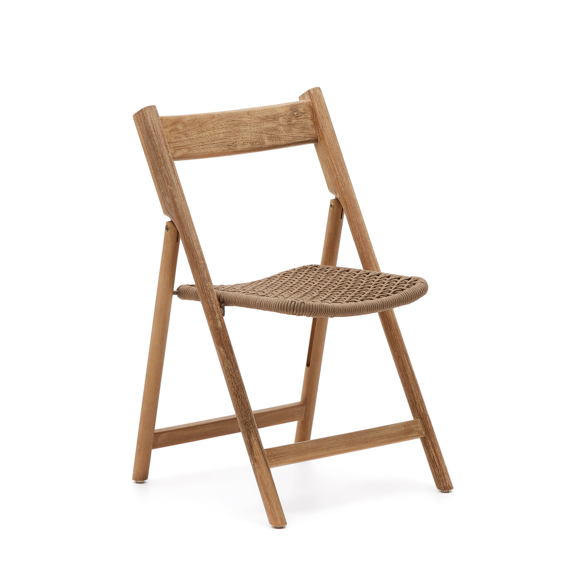 Kave Home Dandara foldbar havestol med beige snor, akacietræ og stålkonstruktion