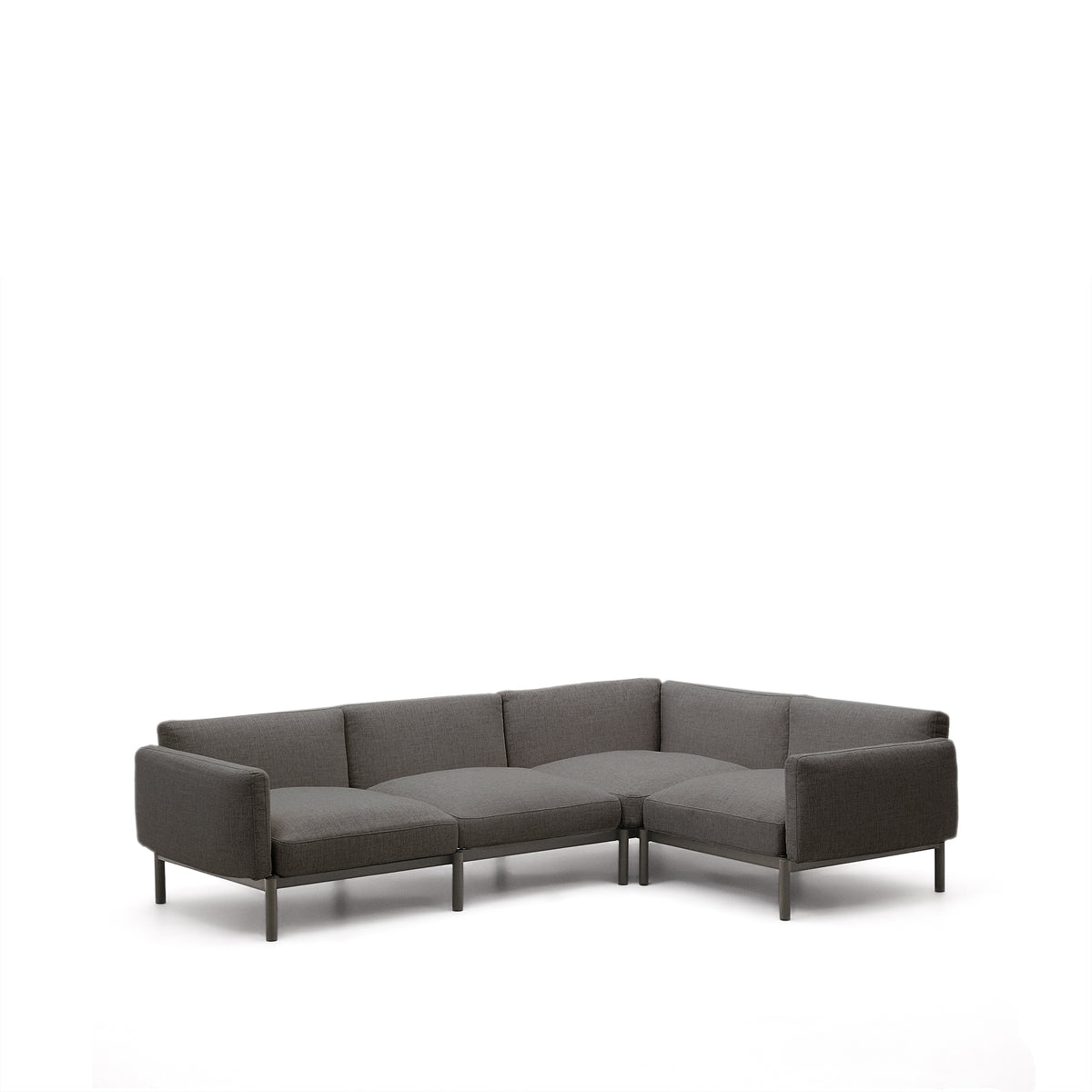 Kave Home Sorells udendørs hjørnesofa til 5 personer i grå og grå aluminium