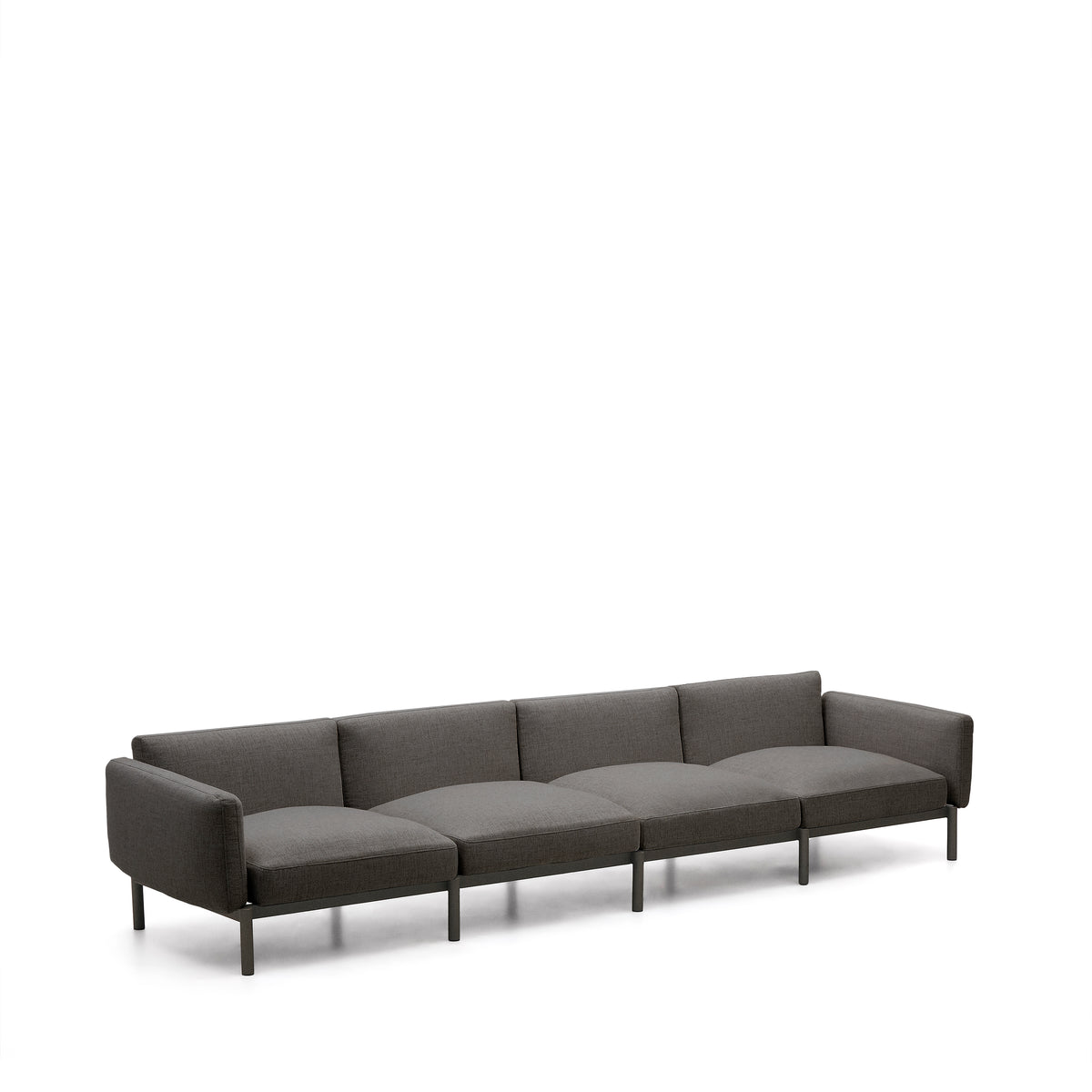 Kave Home Sorells udendørs modulsofa til 4 personer i grå aluminium, 370 cm