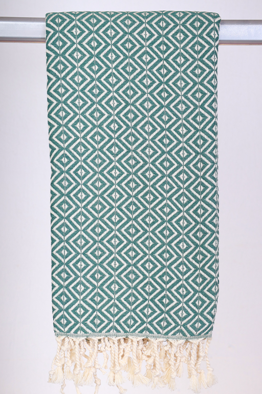 Hamam Jenny Diamond gæstehåndklæde i vintergrøn, 50 x 100 cm