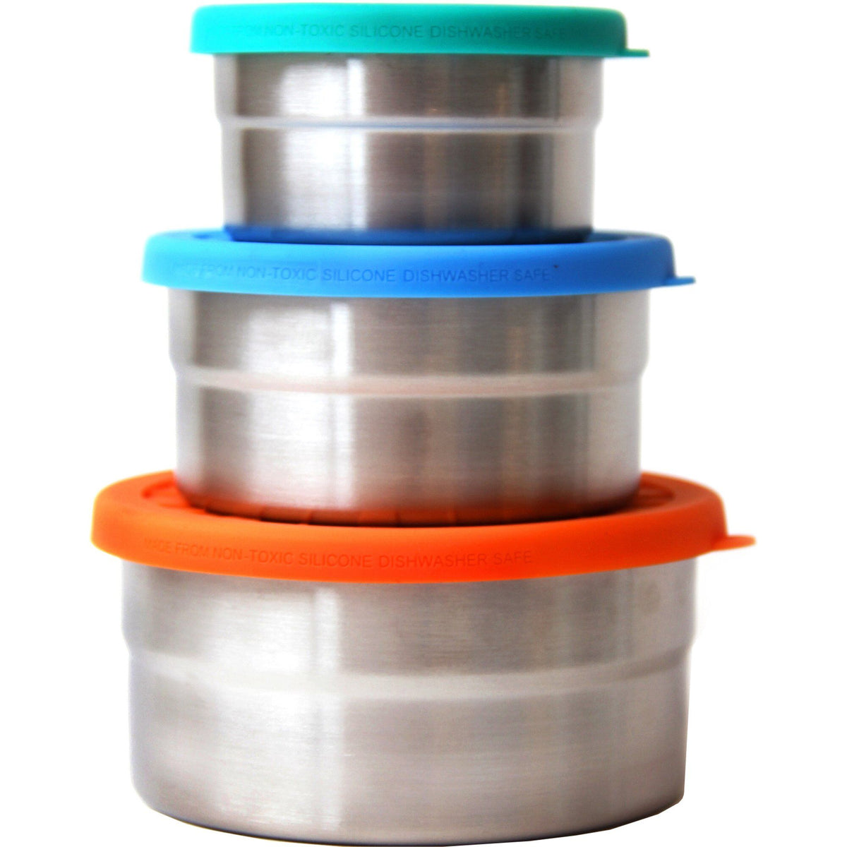 Eco lunchbox Seal Cup Trio sæt med tre runde madkasser og lækagesikre silikonelåg