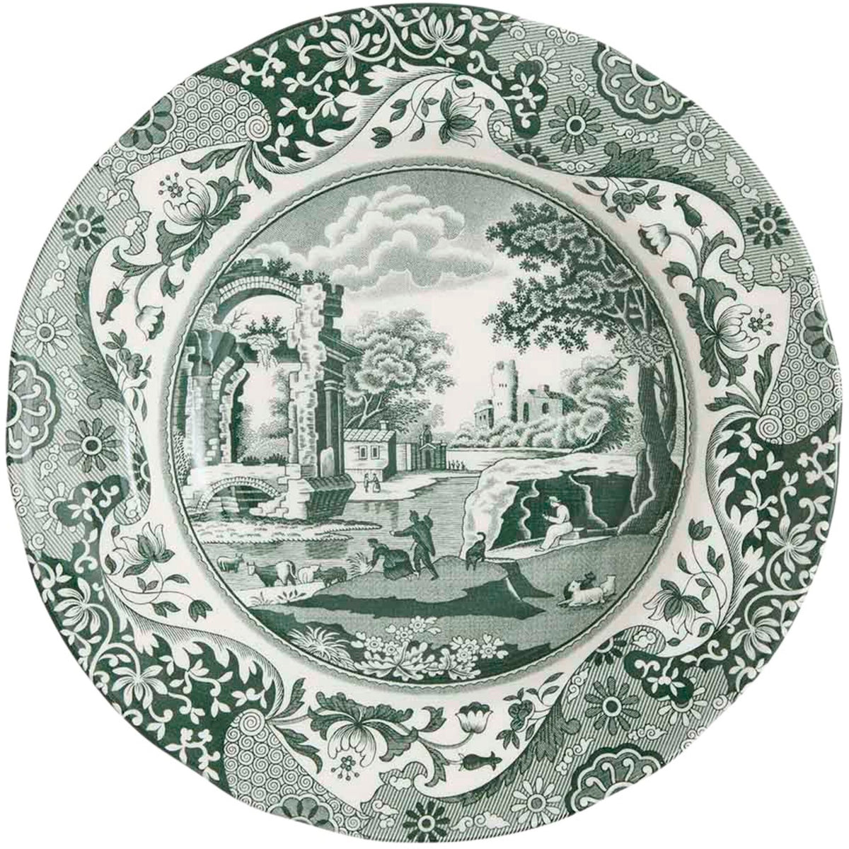Spode Heritage Green Italian dyb tallerken i grøn og hvid, 23 cm