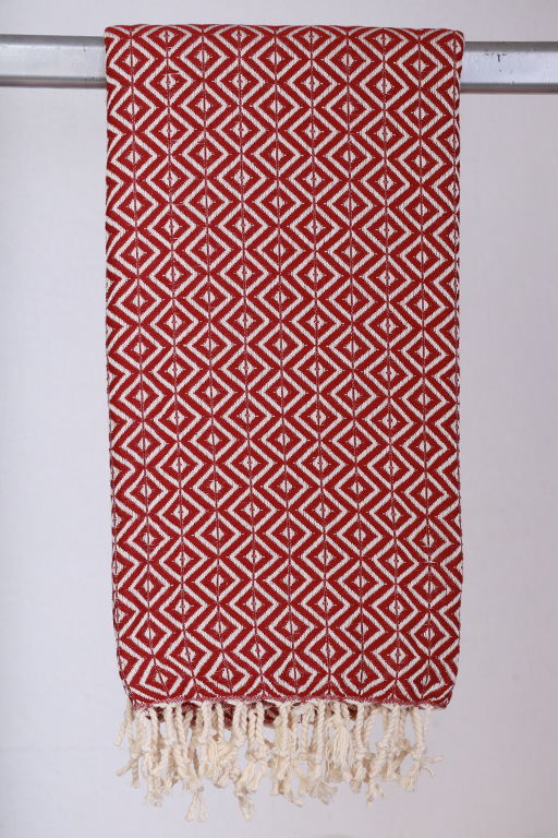 Bordeaux rødt Hamam Jenny Diamond gæstehåndklæde i størrelse 50 x 100 cm