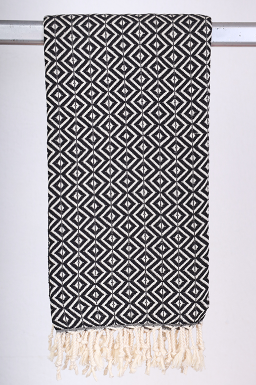 Sort Hamam Jenny Diamond plaid i størrelsen 130 x 200 cm