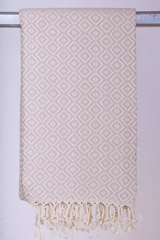 Beige Jenny Diamond plaid i tyrkisk hamam-stil, 130 x 200 cm