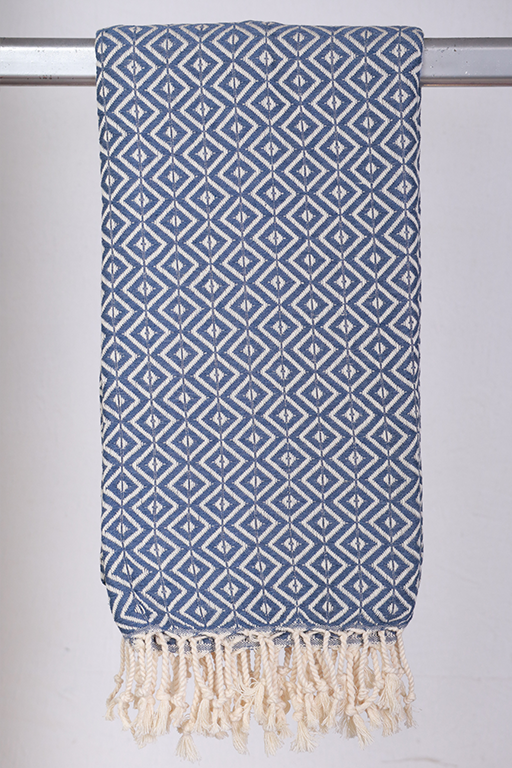 Hamam Jenny Diamond gæstehåndklæde i farven Denim, størrelse 50 x 100 cm