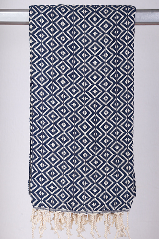 Hamam Jenny Diamond sengetæppe i kongeblå, 200 x 220 cm