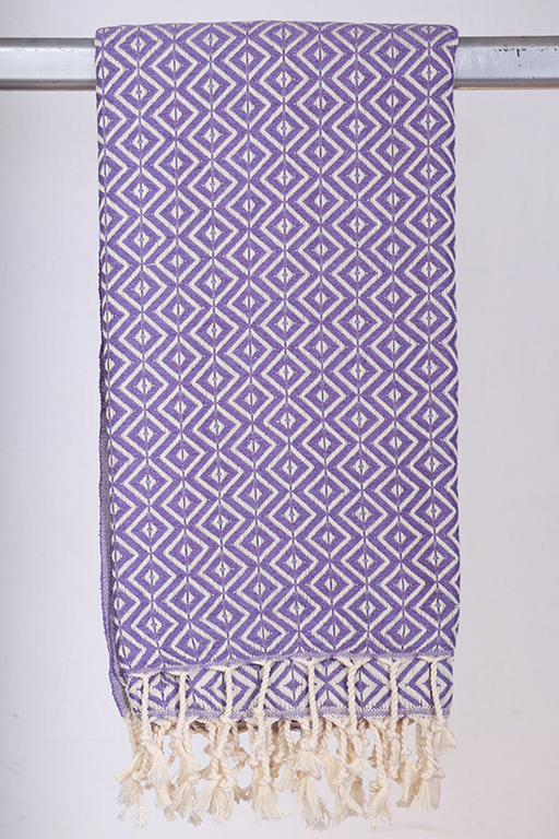 Hamam Jenny Diamond plaid i lilla, 130 x 200 cm