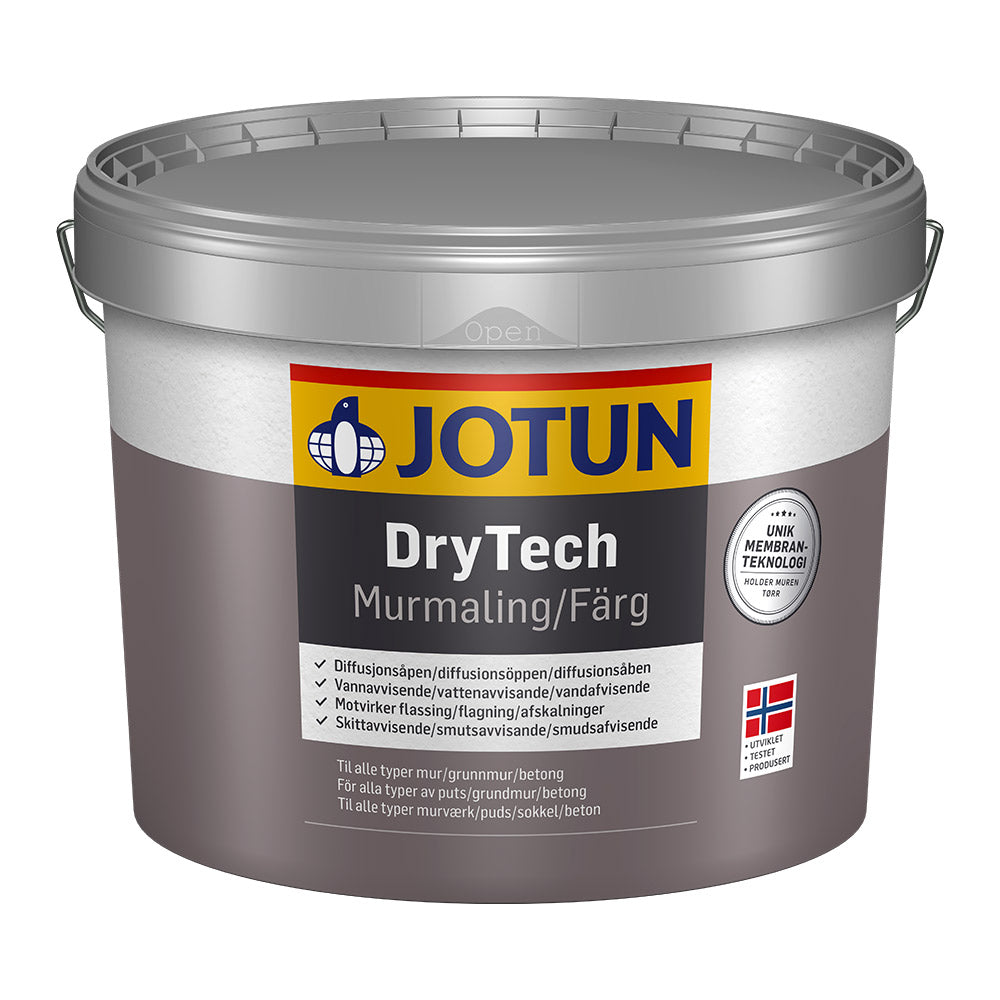 Dåse med Jotun DryTech murmaling i størrelsen 0,68 liter til udendørs brug