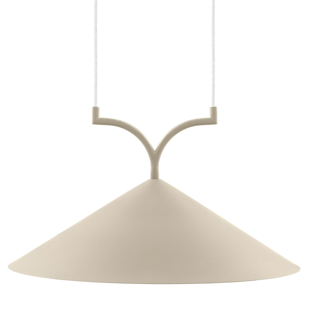 Beige Globen Lighting Curve pendel med 50 cm skærm og trekantet form
