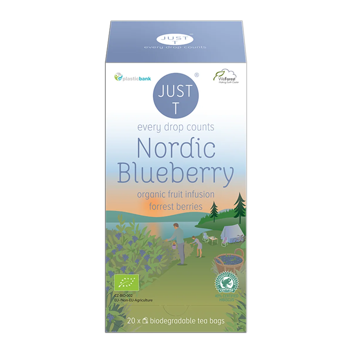 Just T Nordic Blueberry, aromatiseret frugtte med blåbær som brevte