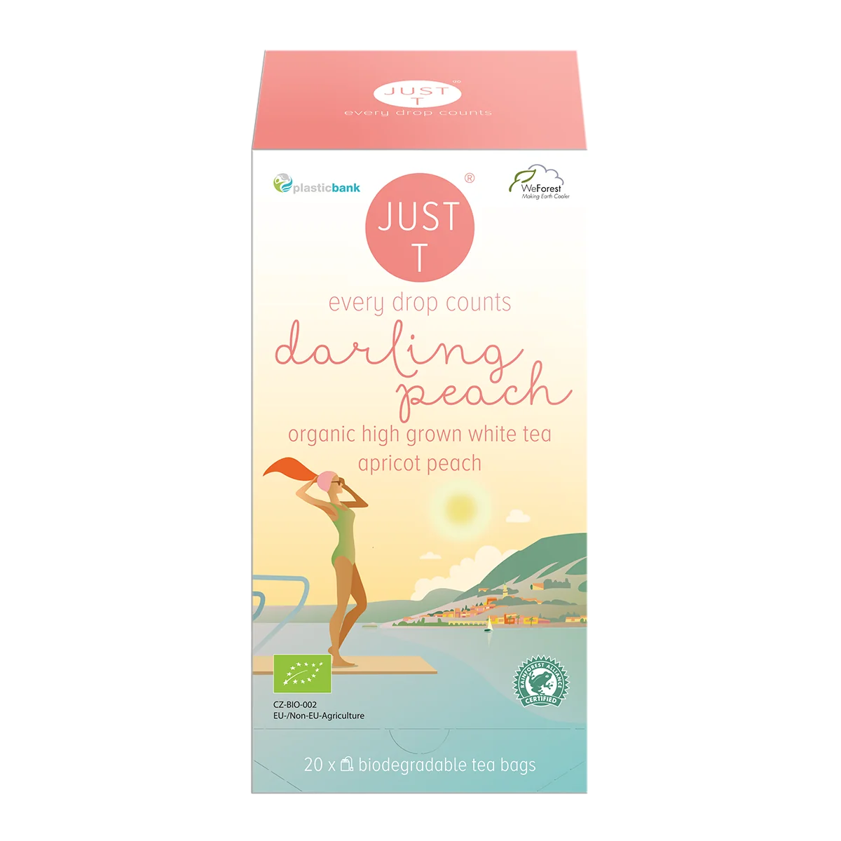 Just T Darling Peach aromatiseret hvid brevte med fersken og abrikos