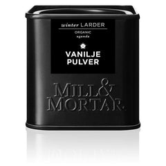 Vaniljepulver fra Mill & Mortar lavet på vaniljestænger fra Uganda
