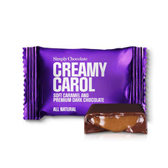 Simply Chocolate Mini Creamy Carol i flowpack, mørk chokolade med karamel
