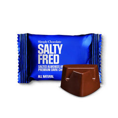 Simply Chocolate Mini Salty Fred flowpack med chokolade og saltristede mandler