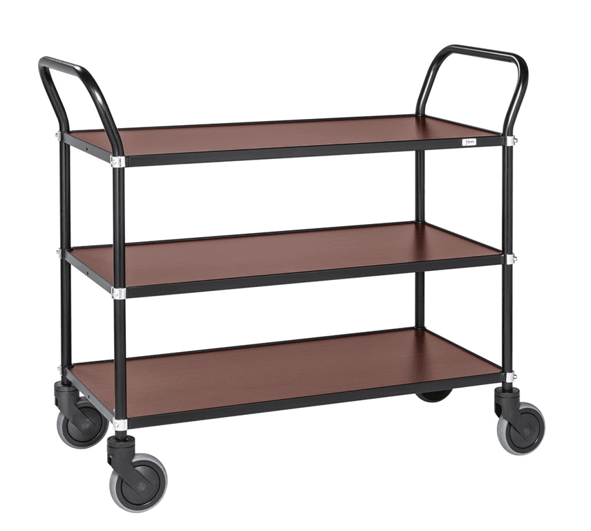 Kongamek KM8113-MA serveringsvogn i rustfrit stål med mahogni-design