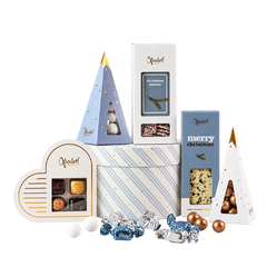 Xocolatl Christmas Gift Selection, julegave i hatteæske med chokolade og marcipan