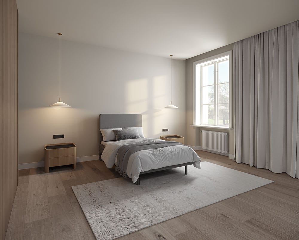 Frederiksberg boxseng i lysegrå, 120 x 200 cm, fra Sengesnedkeren