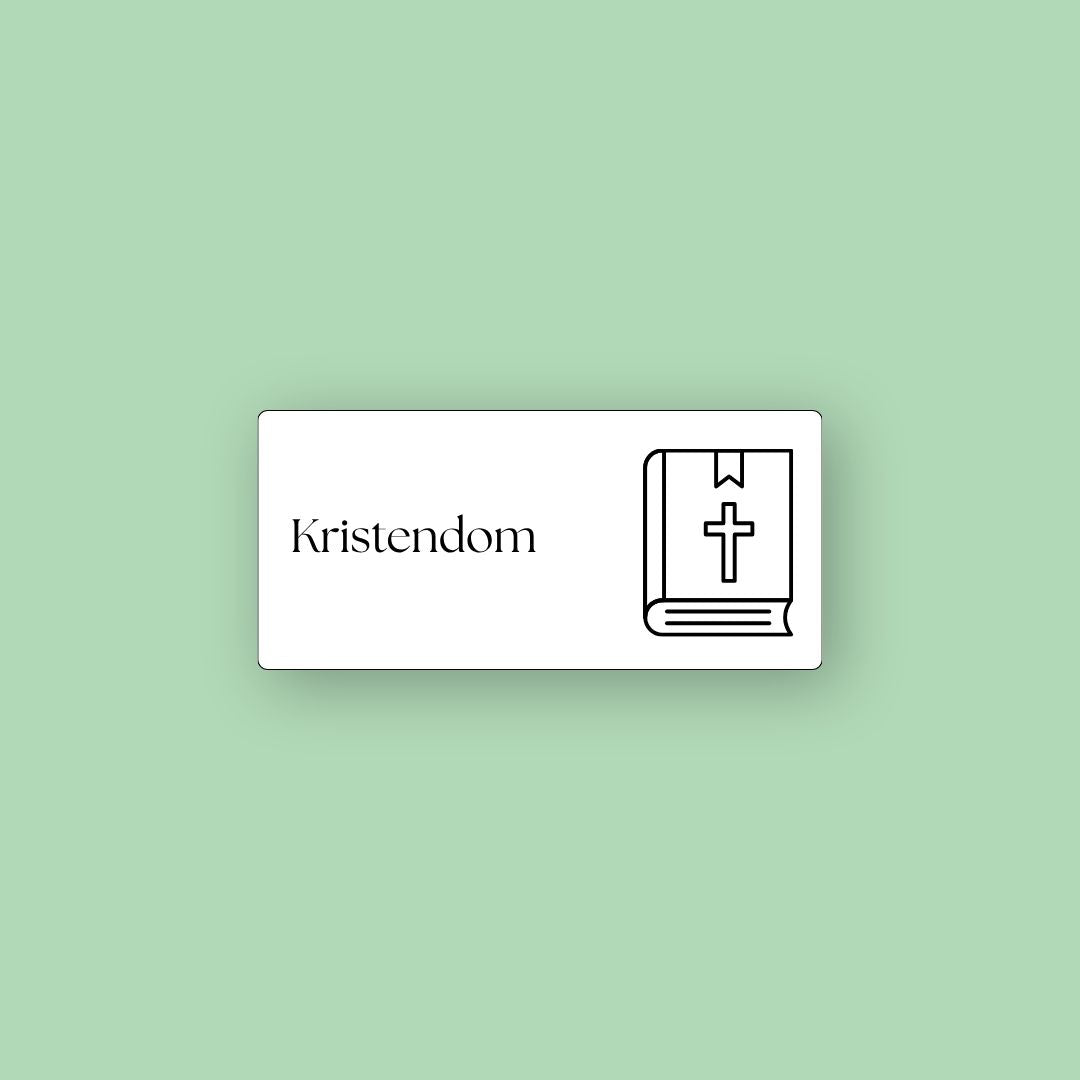 Hvid magnetisk skemabrik med motiv til faget Kristendom fra ToDoodle DK