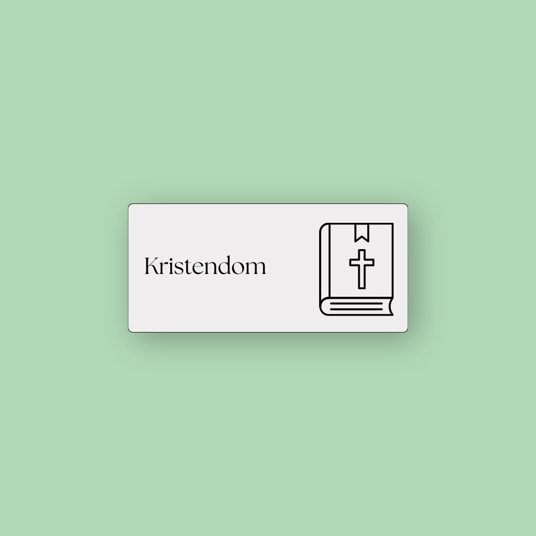 Grå magnetisk ToDoodle skemabrik med motiv til faget kristendom