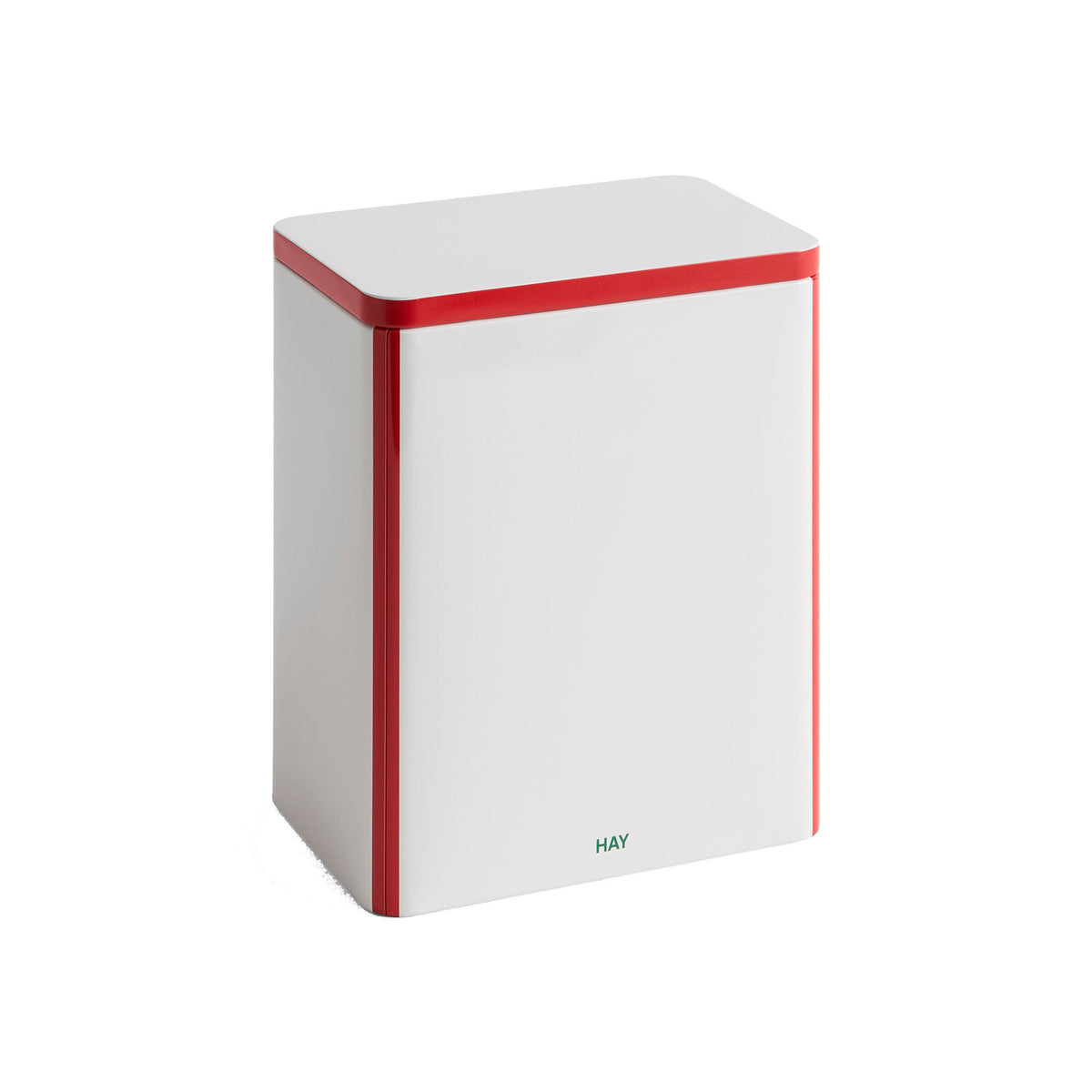 Hay Tin Container Large opbevaringsdåse af metal i off-white og rød
