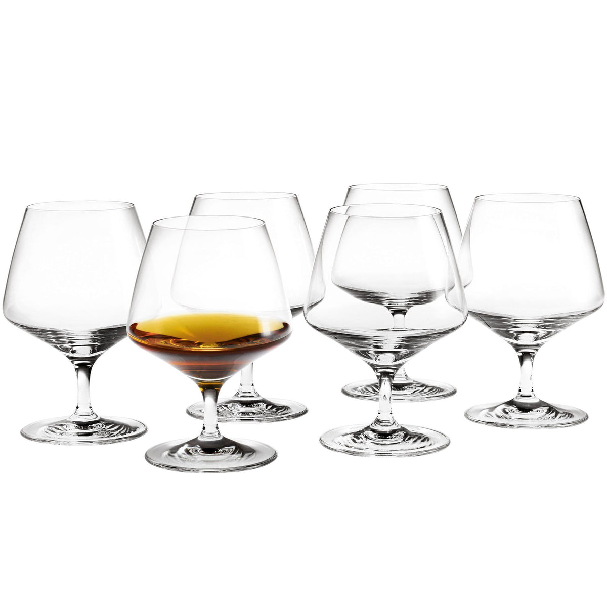 Seks klare Holmegaard Perfection cognacglas på 36 cl