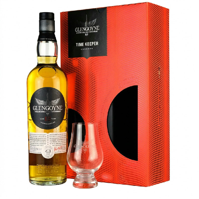 Glengoyne 12 Years Time Keeper whisky gavesæt med originalt whiskyglas