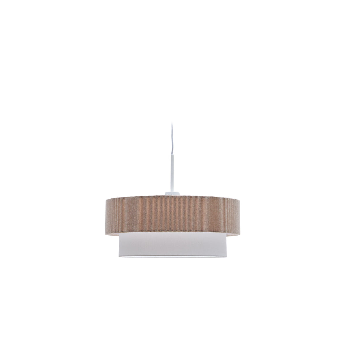 Kave Home Bianella rund loftlampe til børn i bomuld og beige fløjl, Ø40 cm