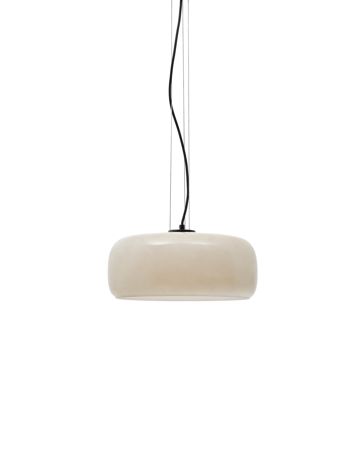 Rund Reig loftslampe i lysegråt glas fra Kave Home, diameter 38 cm