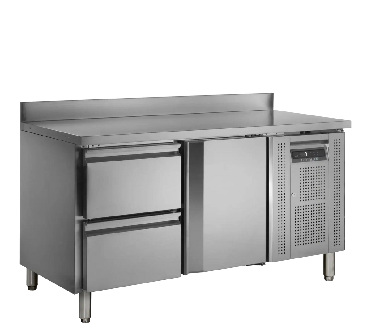 Tefcold kølebord CK7220 i rustfrit stål med GN1/1 skuffer og hylder