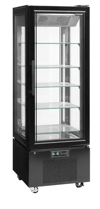Sort Tefcold UPD400-F displayfryser med rammeløs glasdør