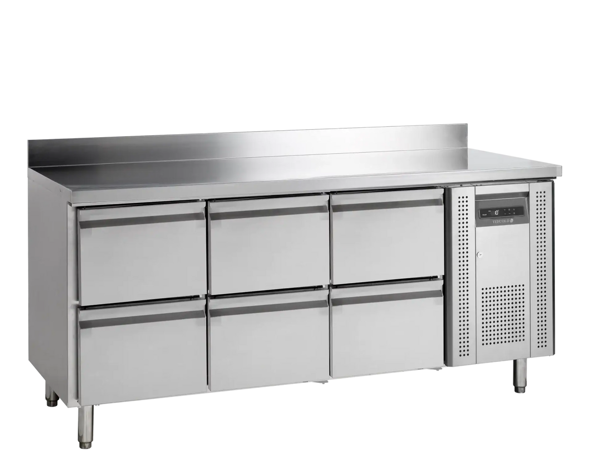 Tefcold kølebord CK7360 i rustfrit stål med GN1/1 skuffer