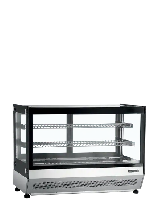 Sort Tefcold LCT900F display bordkøler i rustfrit stål, 900 mm