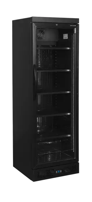 Tefcold CEV435 BLACK sort flaskekøleskab med glaslåge