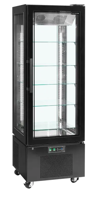 Sort Tefcold UPD400-C displaykøler med rammeløs glasdør