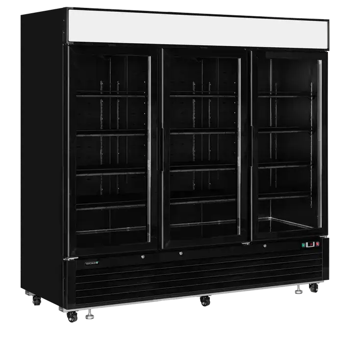Sort Tefcold LGC7500B displaykøler med tre glasdøre