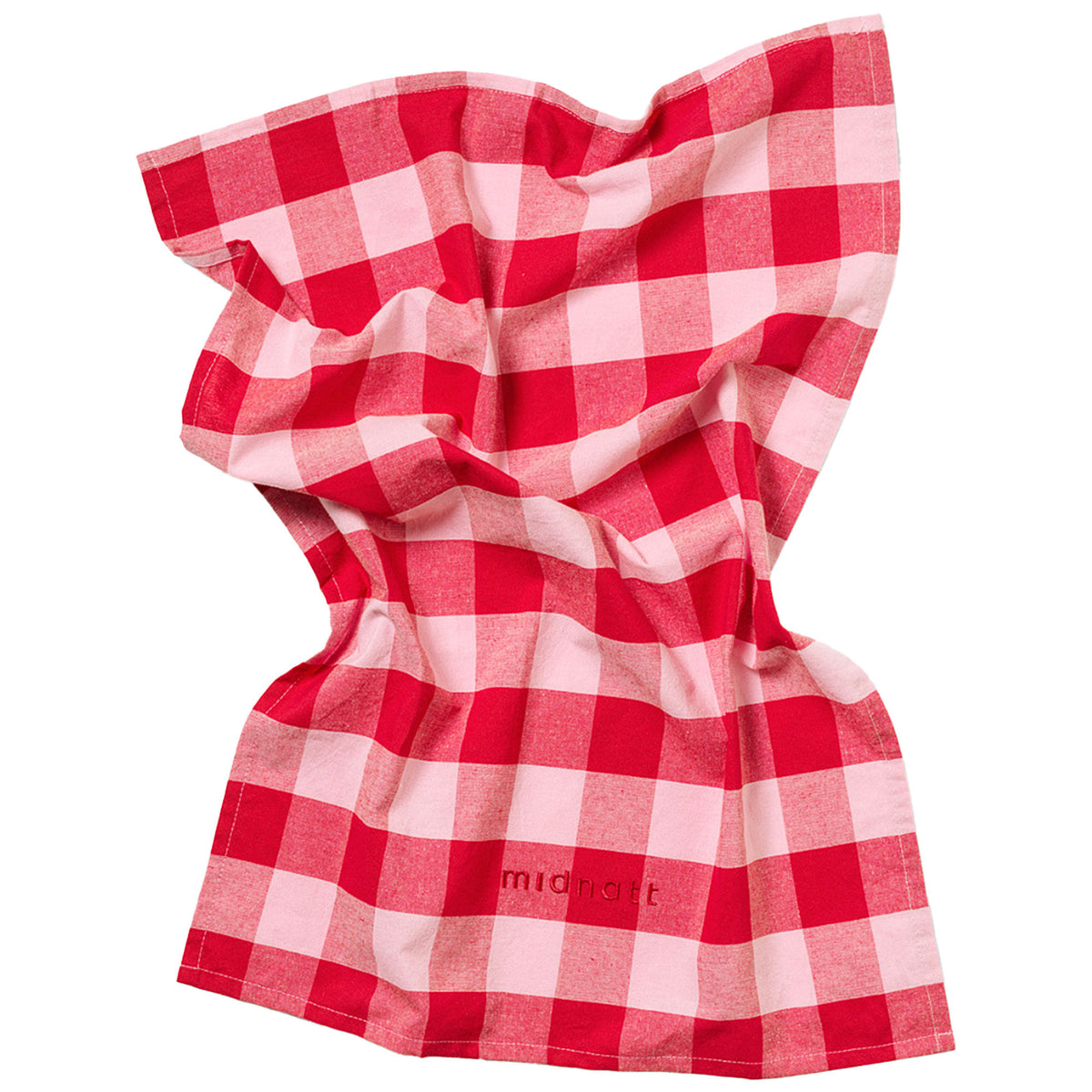 Midnatt Paola viskestykke med gingham-mønster i rød og rosa, 50×70 cm