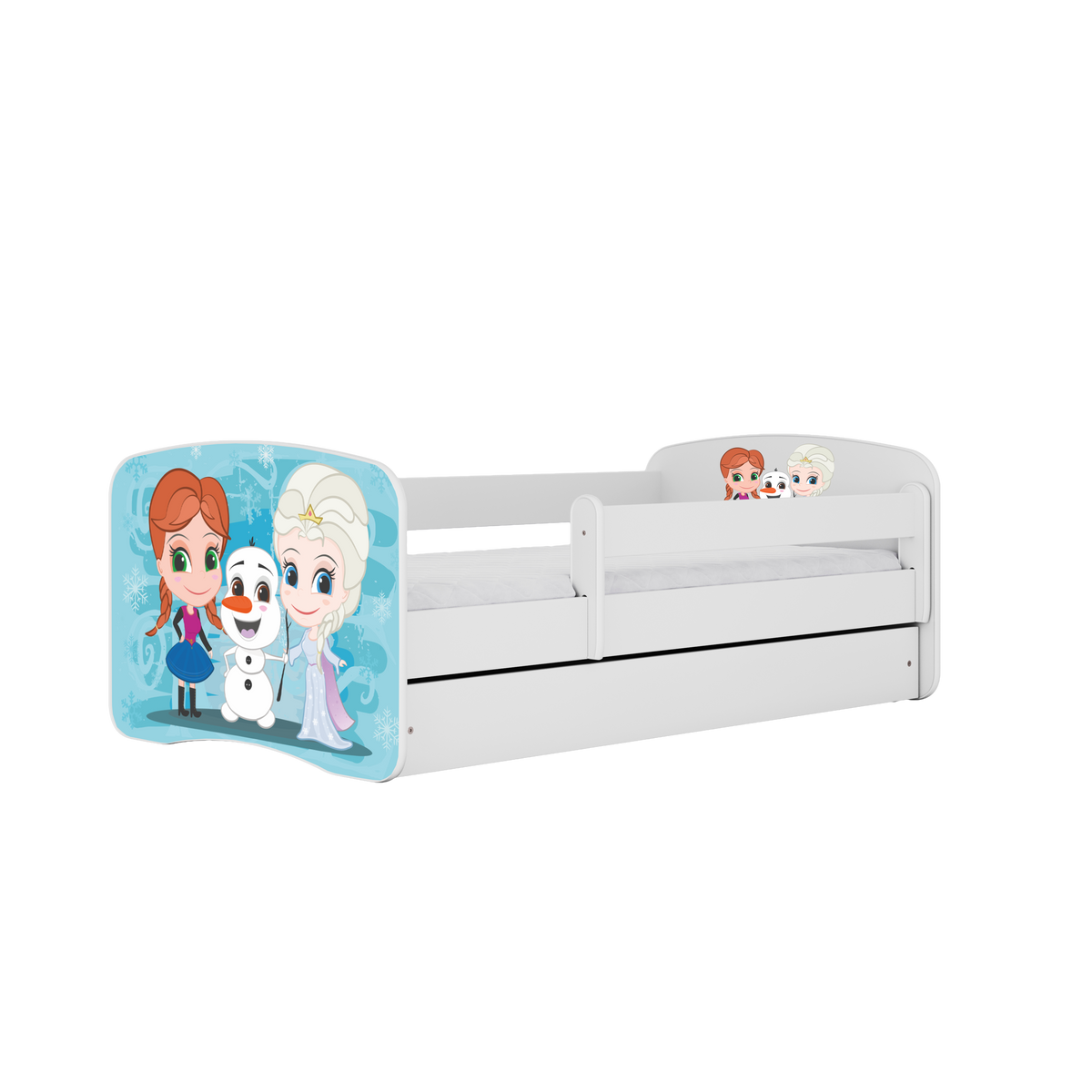 Kocot Kids Babydreams juniorseng med Frost i hvid laminat med madras, sengehest og skuffe