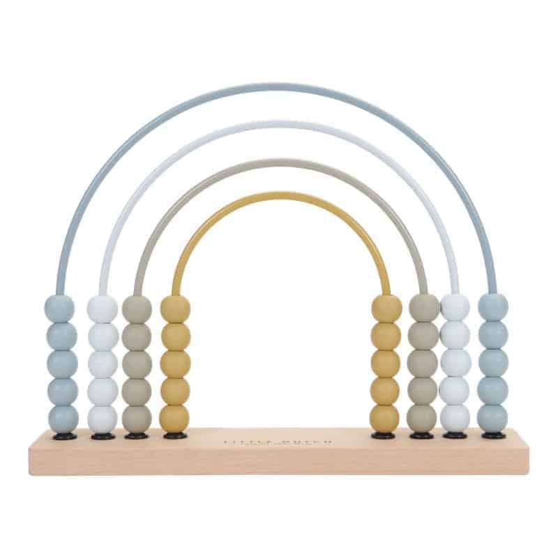 Little Dutch Regnbue abacus kugleramme i blå udgave med perler