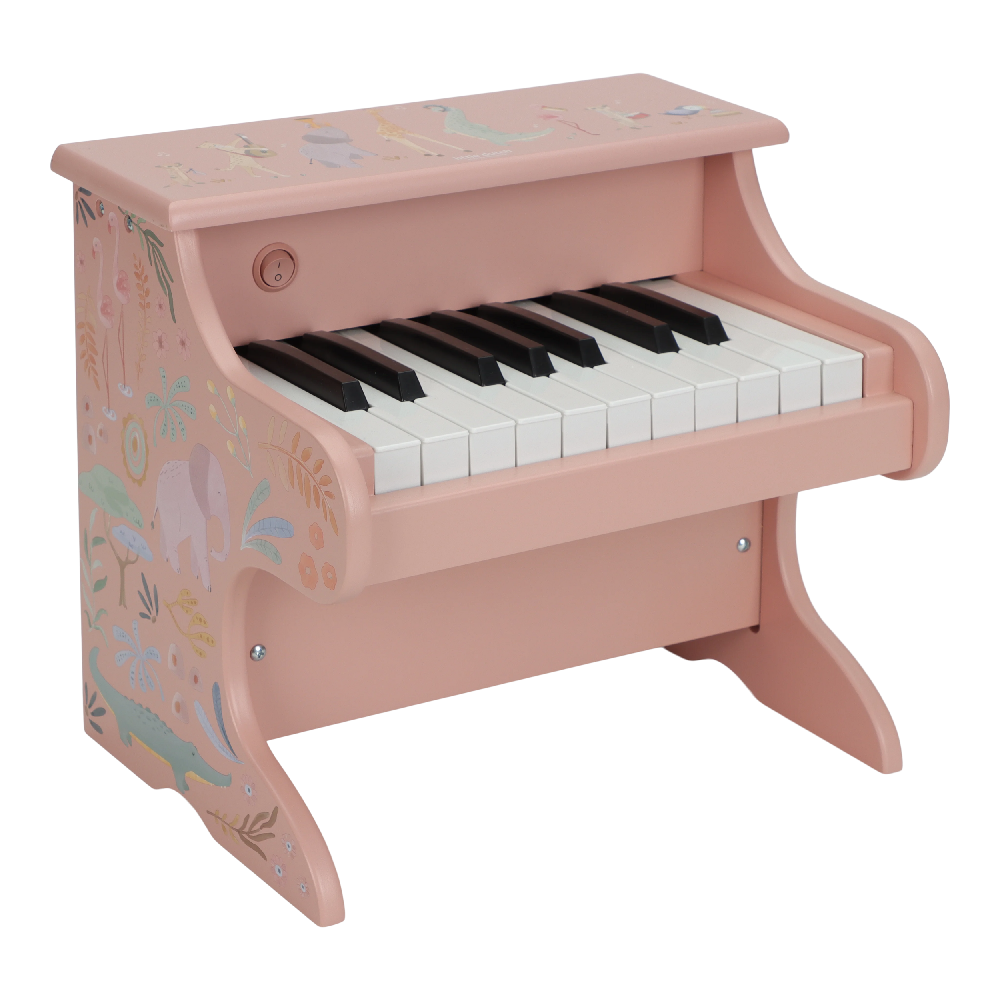 Pink træklaver fra Little Dutch med 11 tangenter og Safari Friends-motiver