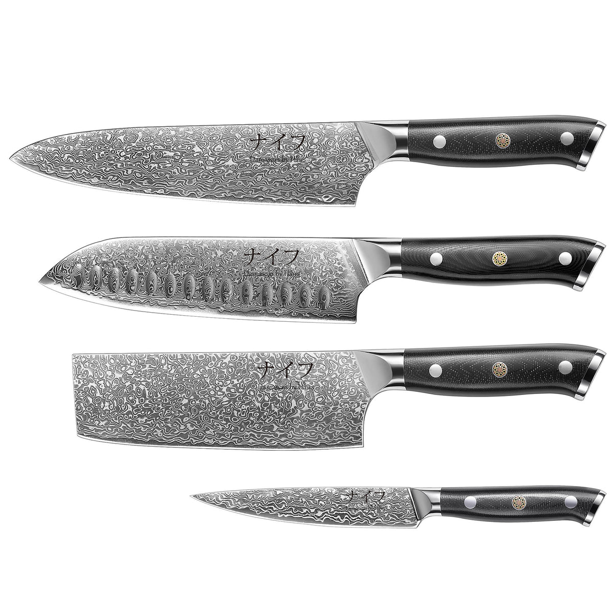 Hâws Damascus knivsæt med 4 knive til køkkenet